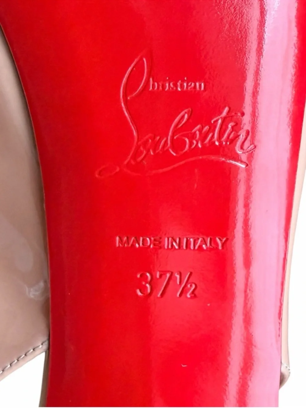 Christian Louboutin Hot chick sling Alta Nude Patent Peep-Toe Slingback Heels